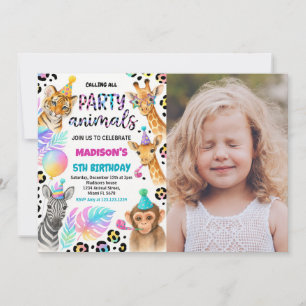 Convite de aniversário para animais Safari com fot