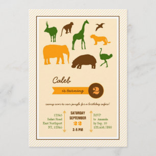 Convite de Aniversário para Animais Safari Elegan