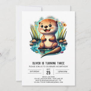 Convite de Aniversário para Aquicultura de Aquarel