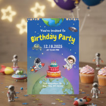 Convite de Aniversário para Aventura Espacial