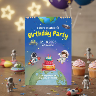 Convite de Aniversário para Aventura Espacial