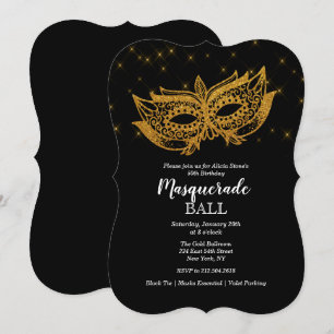Convite de Aniversário para Baile de Máscaras para
