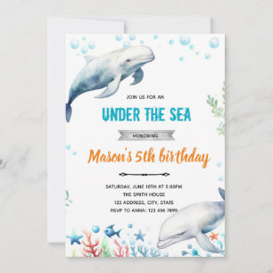 Convite de aniversário para baleias Beluga
