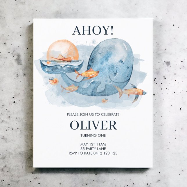 Convite de Aniversário para Baleias de Cores Aquát (Criador carregado)