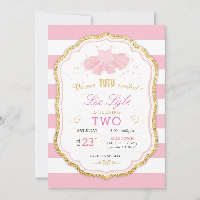 Convite de aniversário para Ballerina (Frente)