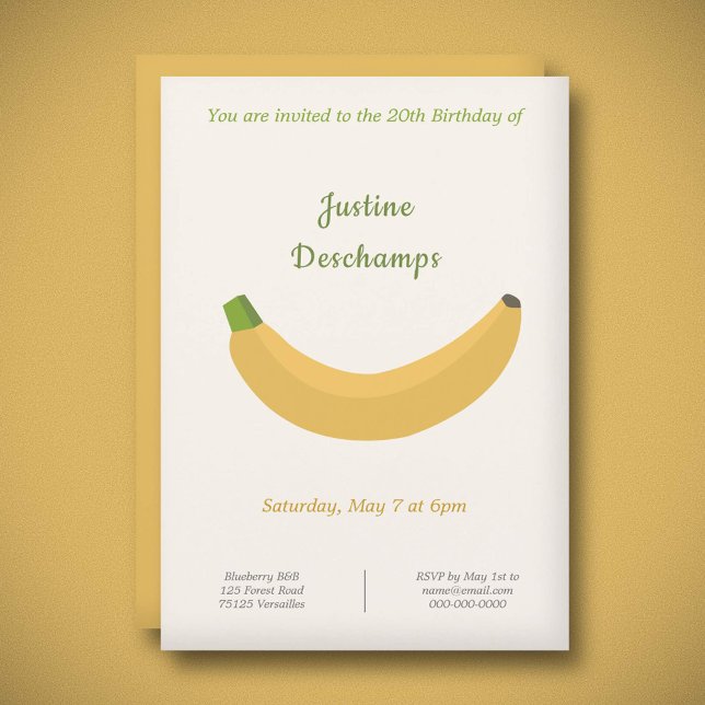 Convite de aniversário para Banana (Banana Birthday Invitation)