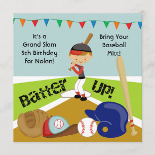 Convite de Aniversário para Baseball Brown Hair Bo