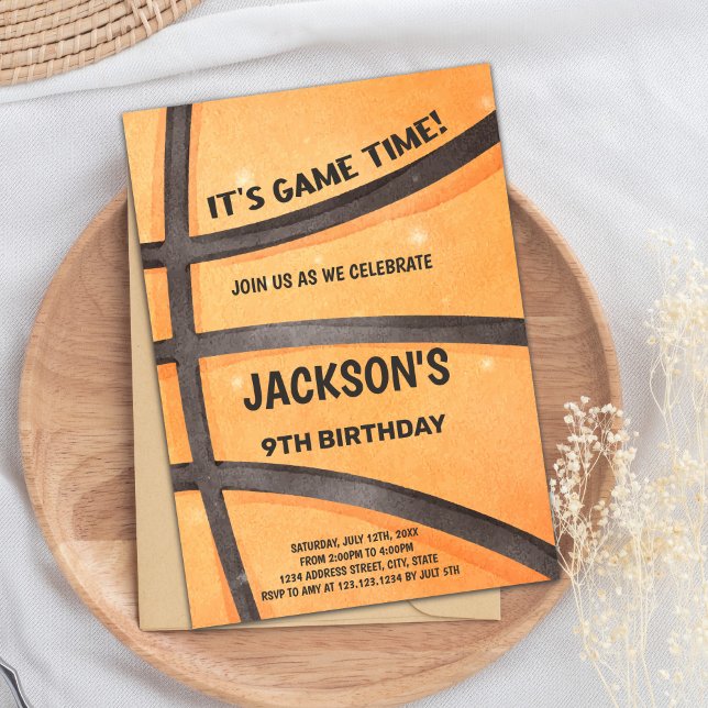 Convite de Aniversário para Basquete de cheio (Full Basketball Birthday Invitations)