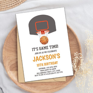 Convite de Aniversário para Basquete de cinza
