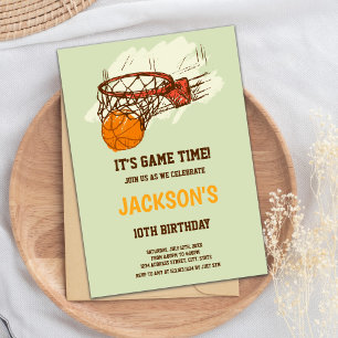 Convite de Aniversário para Basquete Verde
