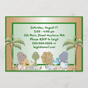 Convite de Aniversário para Bebês Dinossauros