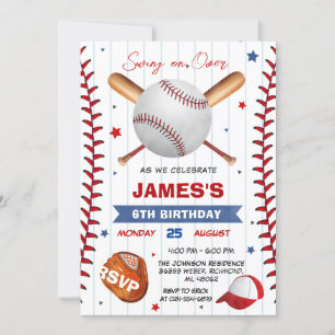 Convite de aniversário para beisebol fotográfico