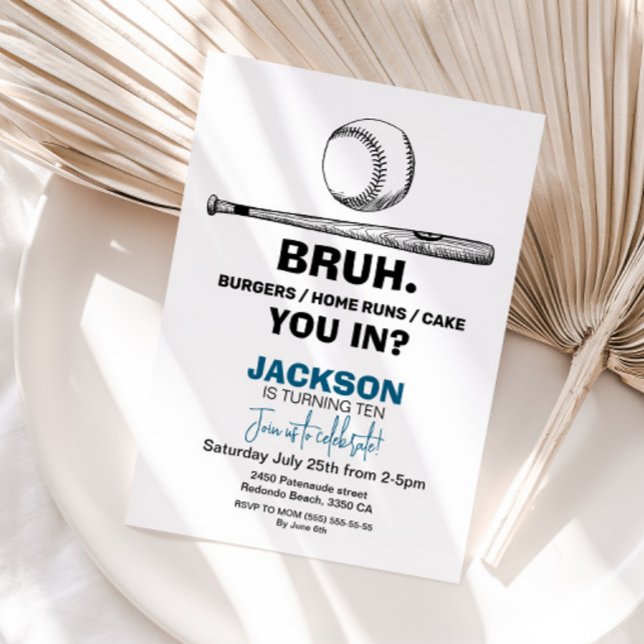 Convite de aniversário para beisebol - Qualquer id (Baseball invitation)