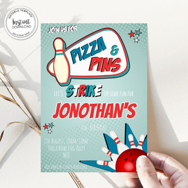 Convite de Aniversário para boliches, (Criador carregado)