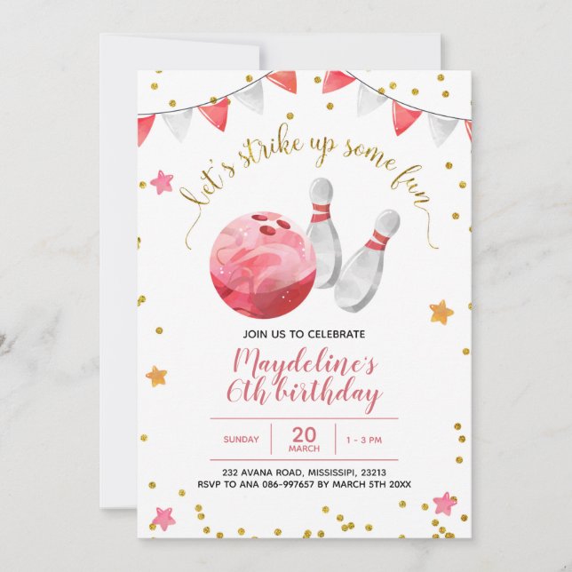 Convite de aniversário para Boliches (Frente)