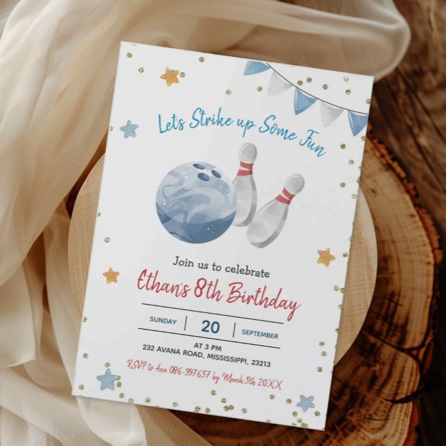 Convite de aniversário para Boliches Blue Boy (Criador carregado)