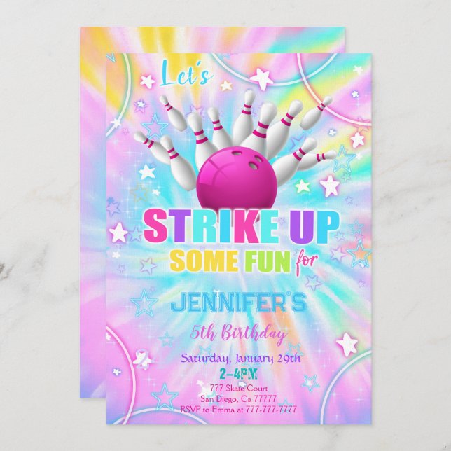 Convite de Aniversário para Boliches Editáveis (Frente/Verso)