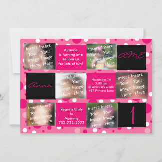 Convite de Aniversário para Bolinhas Rosa e Negra