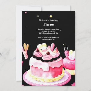 Convite De Aniversário Para Bolo De Aquarela