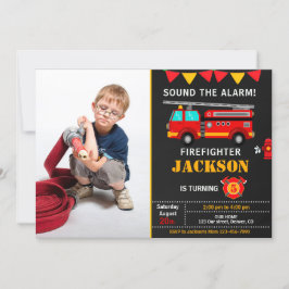 Convite de aniversário para bombeiro com imagem