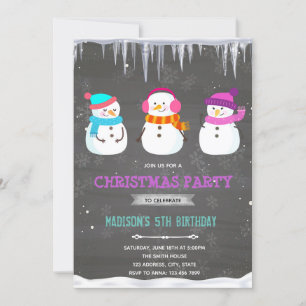 Convite de aniversário para boneco de neve