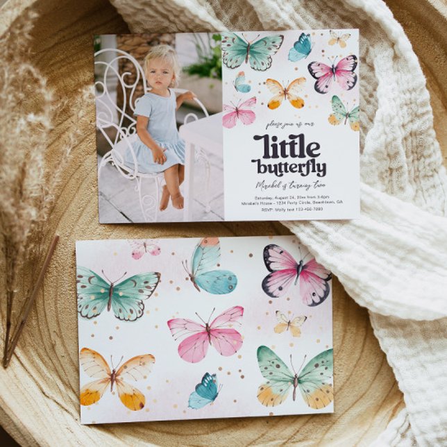Convite de aniversário para borboleta fotográfica (Criador carregado)