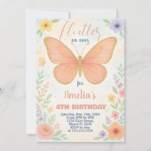 Convite de Aniversário para Borboleta Glitter Edit