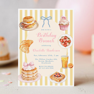 Convite de Aniversário para Brunch Coquette