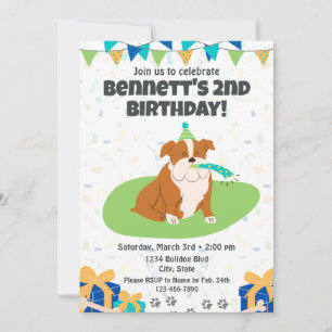 Convite de Aniversário para Bulldog