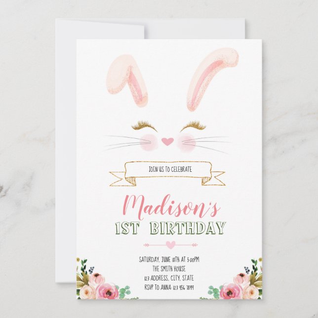 Convite de aniversário para Bunny (Frente)