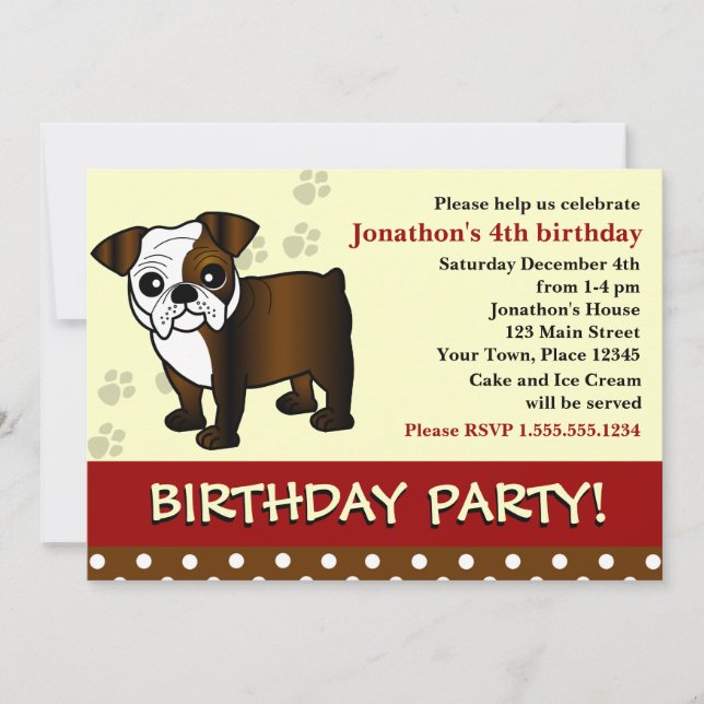 Convite de aniversário para Cachorro (Frente)