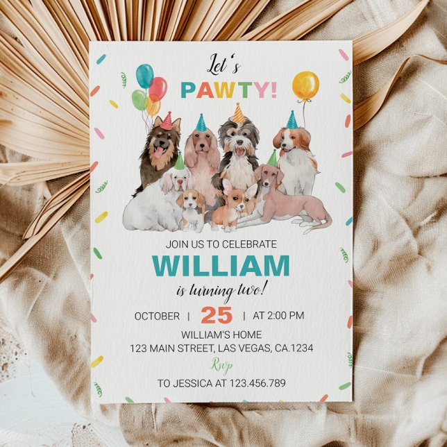Convite de Aniversário para Cachorro Pawty Puppy v (Criador carregado)