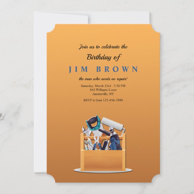 Convite de Aniversário para Caixa de Ferramentas M (Frente)