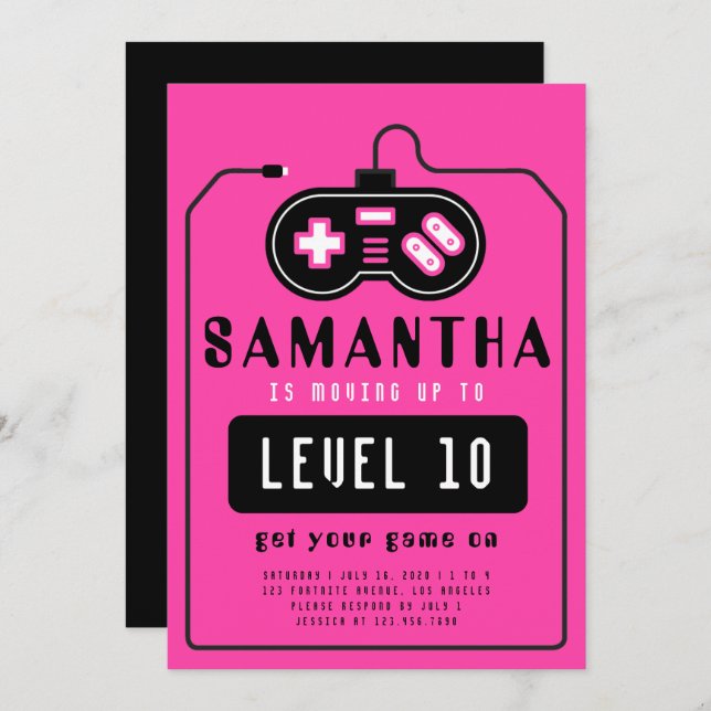 Convite de Aniversário para Caminhão de Jogos de V (Frente/Verso)