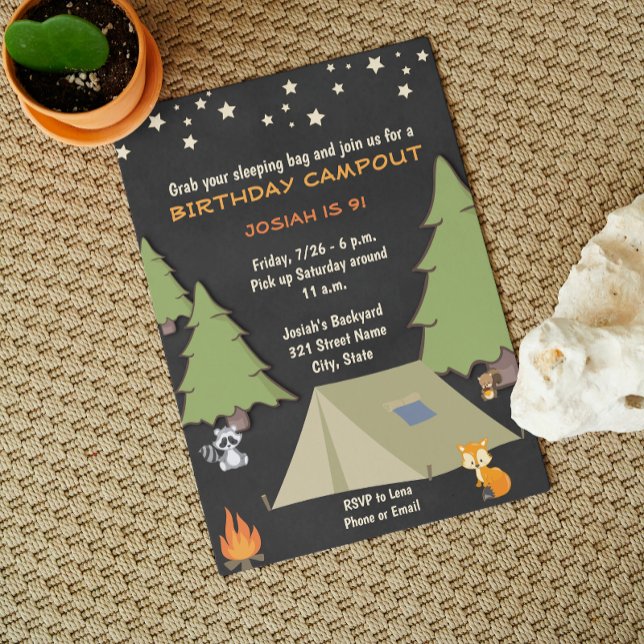 Convite de Aniversário para Camp Out (Criador carregado)