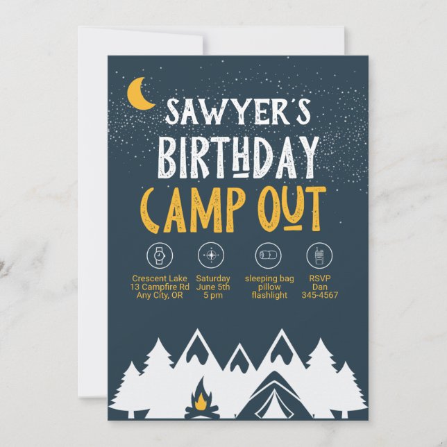Convite de Aniversário para Campout (Frente)