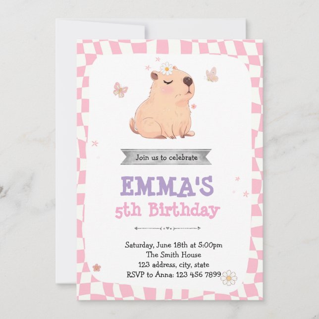 Convite de aniversário para Capybara (Frente)