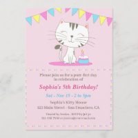 Convite de Aniversário para Caricatura de Gato