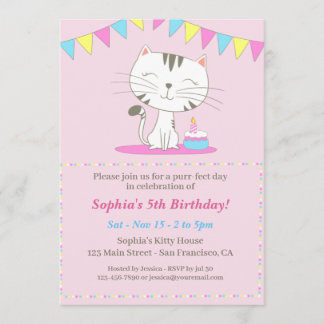 Convite de Aniversário para Caricatura de Gato