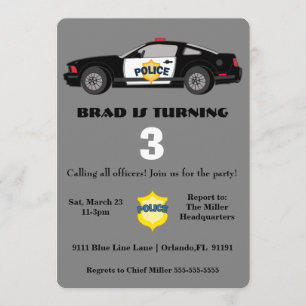 Convite de Aniversário para Carro de Polícia Legal