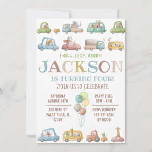Convite de aniversário para carros Cartão de camin
