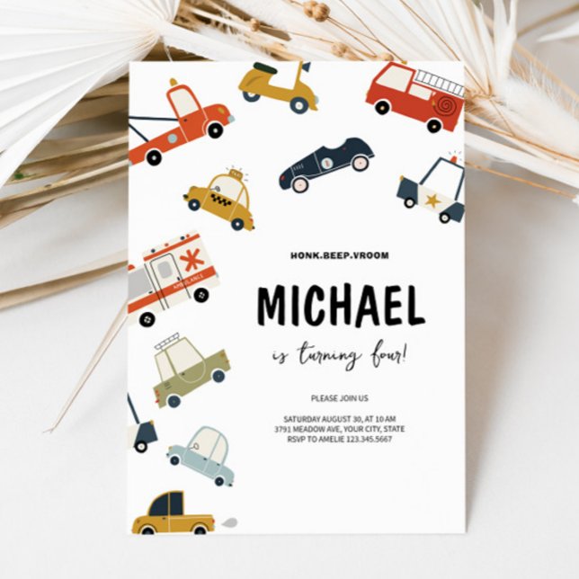 Convite de Aniversário para Carros de Cidade Gira (Criador carregado)