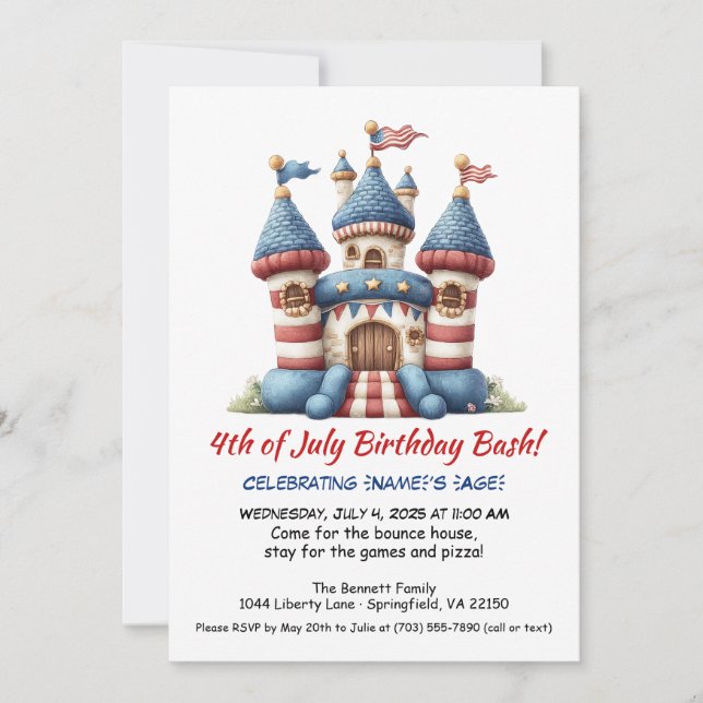 Convite de Aniversário para Casa de Brinquedos Inf (Frente)