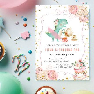 Convite de Aniversário para Chá de Dinossauro