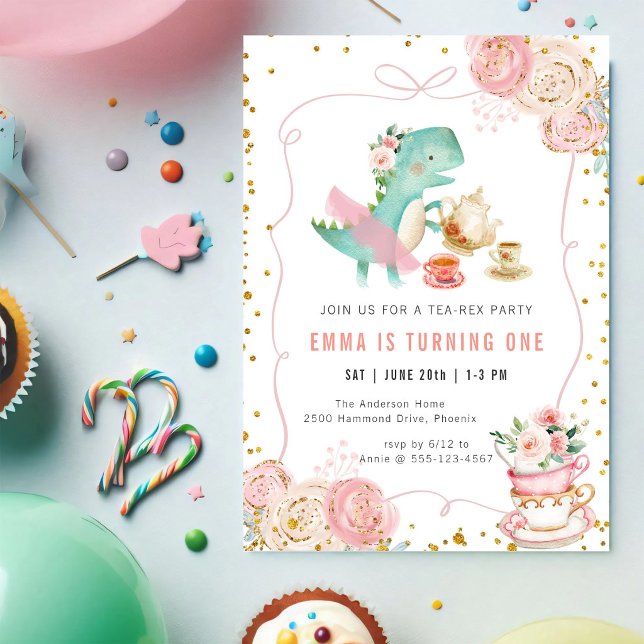 Convite de Aniversário para Chá de Dinossauro (Criador carregado)
