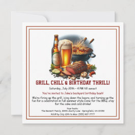 Convite de aniversário para CHURRASCO de Verão com