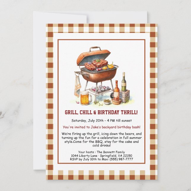 Convite de aniversário para CHURRASCO de Verão com (Frente)