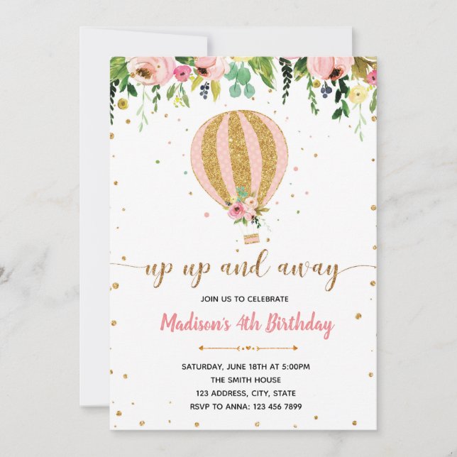 Convite de aniversário para cima e para fora (Frente)