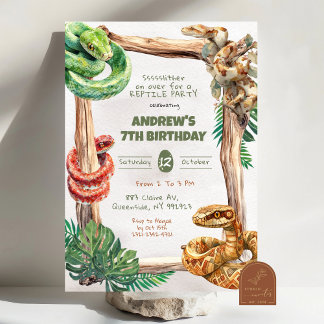 Convite de aniversário para Cobras de répteis