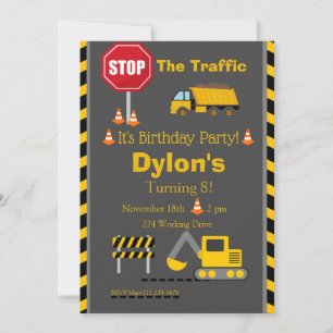 Convite De Aniversário Para Construção, Bull Dozer